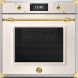 Bertazzoni FHER6117CTAG3 combi-stoomoven vooraanzicht met gesloten deur, bedieningspaneel met digitaal display en gouden draaiknop