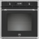 Bertazzoni FHER6117CTNX3 combi-stoomoven vooraanzicht met gesloten deur, zwart front, digitale display en bedieningsknoppen
