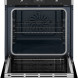 Bertazzoni FHER6117CTNX3 combi-stoomoven geopende deur met zicht op interieur, roosterkorf, stoomcirculatiesysteem en verwisselbare onderkant