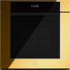 Bertazzoni FMOD6117PTG3 compacte oven vooraanzicht met gesloten deur, geel paneel en digitaal display