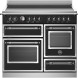 Bertazzoni HER105I3ENET2 fornuis vooraanzicht met inductiekookplaat, bedieningspaneel en dubbele oven met geopende deuren