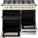 Bertazzoni HER106L3EAVT2 fornuis met geopende ovendeurs en lades, interieur ovens zichtbaar