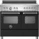 Bertazzoni MAS105I2ENET2 fornuis vooraanzicht met stalen kookplaat, bedieningsknoppen en dubbele oven