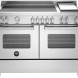 Bertazzoni MAS125I2EXT2 fornuis vooraanzicht met inductiekookplaat, griddle, twee ovens en bedieningsknoppen