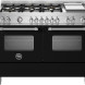 Bertazzoni MAS126G2ENET2 fornuis vooraanzicht met dubbele ovens en gasfornuis met griddle