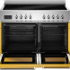 Bertazzoni PRO105I2EGIT2 met geopende ovens en uitgetrokken gele laden