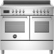 Bertazzoni PRO105I2EXT2 fornuis vooraanzicht met inductiekookplaat, bedieningspaneel en twee ovens