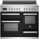 Bertazzoni PRO105I3ENET2 fornuis vooraanzicht met inductiekookplaat, bedieningsknoppen en twee ovens met zwarte voorkant
