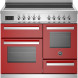 Bertazzoni PRO105I3EROT2 fornuis vooraanzicht met rood onderkast en rvs bovenkast met inductiekookplaat en bedieningsknoppen