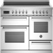 Bertazzoni PRO105I3EXT2 fornuis vooraanzicht met inductiekookplaat, bedieningspaneel en twee ovens