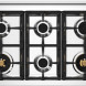Bertazzoni PRO106L2EGIT2 gastafelblad bovenaanzicht met zes branders en gouden bedieningsknopen