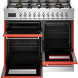 Bertazzoni PRO106L3EART2 fornuis met geopende ovens en lade, interieur zichtbaar