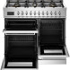 Bertazzoni PRO106L3EBIT2 fornuis met geopende ovendeuren en uitschuifbare bakplaten