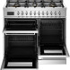 Bertazzoni PRO106L3EXT2 fornuis met geopende ovendeure en uittrekbare lade