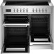 Bertazzoni PRO115I3EXT2 fornuis met geopende deuren van dubbele ovens en uitschuifbare laden