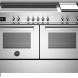 Bertazzoni PRO125I2EXT2 fornuis vooraanzicht met inductiekookplaat, twee ovens en bedieningspaneel