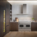 Bertazzoni PRO125I2EXT2 fornuis ingebouwd in moderne keuken tussen donkere kasten