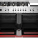 Bertazzoni PRO126G2EROT2 met geopende ovendeurentoonde twee zwarte ovenkasten met roosterlagen
