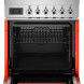 Bertazzoni PRO64I1EART2 fornuis met geopende ovendeur, interieur met rooster en uitgetrokken lade zichtbaar