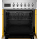 Bertazzoni PRO64I1EGIT2 fornuis met geopende ovendeur en lade, interieur met rooster zichtbaar