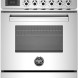 Bertazzoni PRO64I1EXT2 fornuis vooraanzicht met inductiekookplaat, bedieningspaneel en gesloten ovenruif