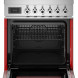 Bertazzoni PRO64L1EROT2 fornuis met geopende ovendeur en onderlade, interieur met zwarte roosters zichtbaar