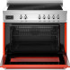 Bertazzoni PRO95I1EART2 fornuis met geopende ovendeur, zichtbaar interieur met rooster en rode aanzuigplaat