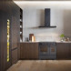 Bertazzoni PRO95I2ECAT2 fornuis in keukenopstelling met wandafzuiger en marmeren werkblad