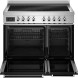 Bertazzoni PRO95I2ENET2 fornuis met geopende ovendeurs en zichtbare roosterkorf