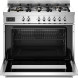 Bertazzoni PRO96L1EXT2 fornuis gesloten aanzicht met zes gasbranders en bedieningspaneel volledig zichtbaar