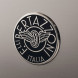 Bertazzoni Italia logo in reliëf op een roestvrijstalen oppervlak
