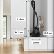 Bosch BGDS2BAL stofzuiger met afmetingen 114 cm hoogte, 36,7 cm breedte en 29 cm diepte aangetoond