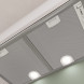 Bosch DHL755BM bovenaanzicht met twee filtergrilles en LED-verlichting ingeschakeld