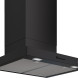 Bosch DWB65CC60 schouwafzuigkap zwart, perspectief met zichtbare filtergaas en LED-verlichting