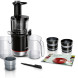 Bosch MESM731M slow juicer met verschillende fruit- en sapresultaten in glazen