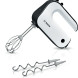Bosch MFQ4020 handmixer vooraanzicht met draadwispelaccessoire en doughwraakkrullers onderaan