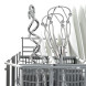 Bosch MFQ4020 handmixer accessoires in opbergmand met twee draadwispelaccessoires en doughwraakaccessoires