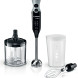 Bosch MSM67160 ErgoMixx staafmixer met toebehoren op wit: motor, bakje, maatbeker, garde en chopper