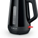 Bosch TWK1M123 waterkoker vooraanzicht met waterpeilschaal en bedieningspaneel