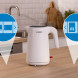 Bosch TWK2M161 waterkoker met infographic's over functionaliteiten en toepassingen