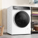 Bosch WGB2540LNL Serie 8 wasmachine schuinaanzicht links-voor in wasruimte met wasmand en rekken
