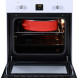 ETNA FI460WIT elektrische oven met geopende deur bevat rode ovenschaal op rek