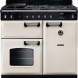 Falcon Classic 2026 100 Gas fornuis met gasfornuis, twee ovens en bedieningspaneel, vooraanzicht crème