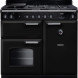 Falcon Classic 2026 100 Gas fornuis vooraanzicht zwart model met twee ovens en gasblad