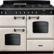 Falcon Classic 2026 110 Gas fornuis vooraanzicht crème met dubbele oven en gasfornuis bovenkant