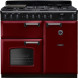 Falcon Classic Deluxe 2026 100 Gas fornuis vooraanzicht in oxblood rood met zwart kooktoestel en twee ovens