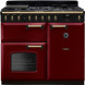 Falcon Classic Deluxe 2026 100 Gas fornuis vooraanzicht, rood met zwart kookblad en twee ovens