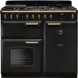 Falcon Classic Deluxe 2026 100 Gas fornuis zwart vooraanzicht met gouden handgrepen en twee ovens