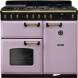 Falcon Classic Deluxe 2026 100 Gas fornuis in roze, vooraanzicht met gasplaat, twee ovens en bedieningspaneel