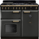 Falcon Classic Deluxe 2026 100 Gas fornuis zwart met goudkleurige details, vooraanzicht